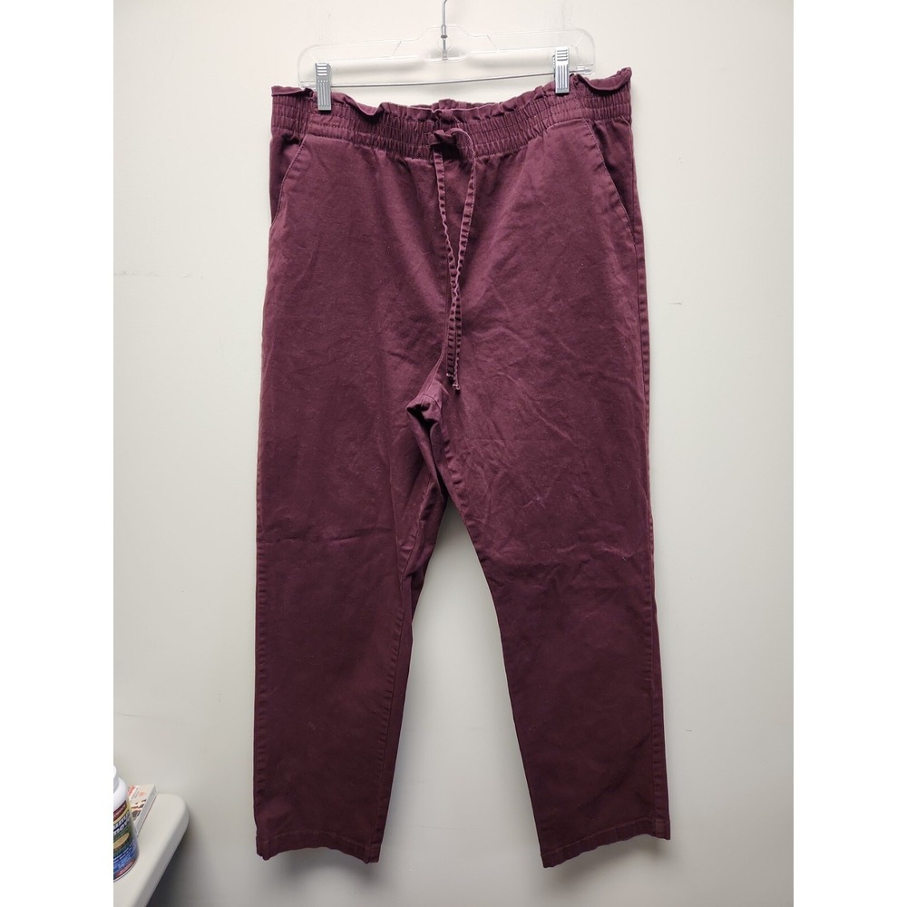 Gloria Vanderbilt solid burgundy elastic waist pull on Pockets‎ women Size 18